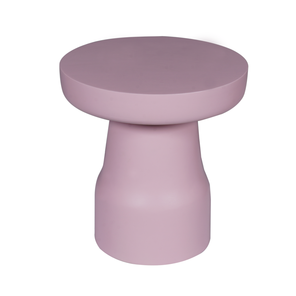 Beistelltisch Drummy 40x40x42 cm – runder Tisch aus Mangoholz mit rosa Finish, stilvoll & einzigartig