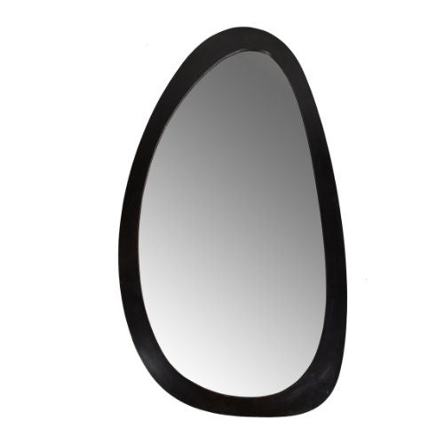 Spiegel Leli Schwarz – Wandspiegel aus Mangoholz 70×120 cm mit organischer Form & elegantem Finish