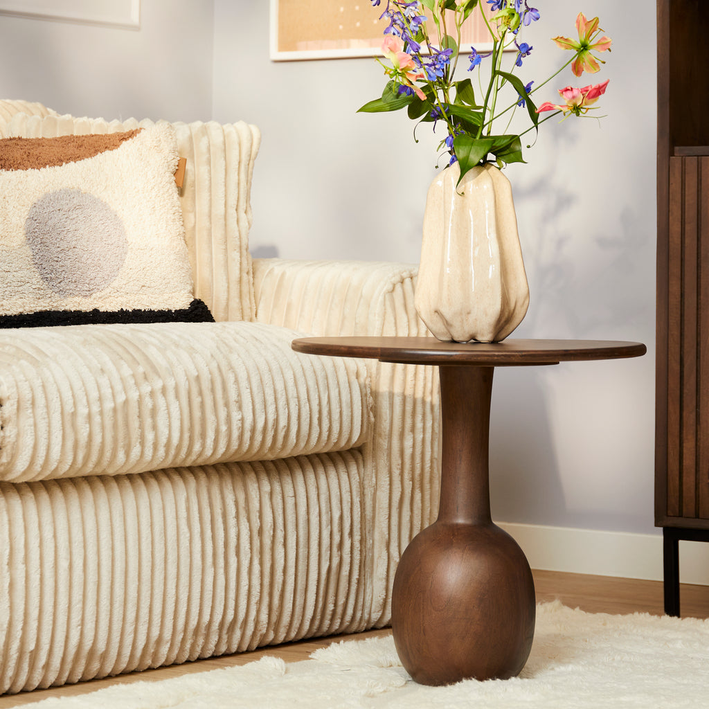Beistelltisch Donna Mango Natur 50x50x45 cm – modernes Design mit einzigartiger Form für Wohnzimmer & Lounge