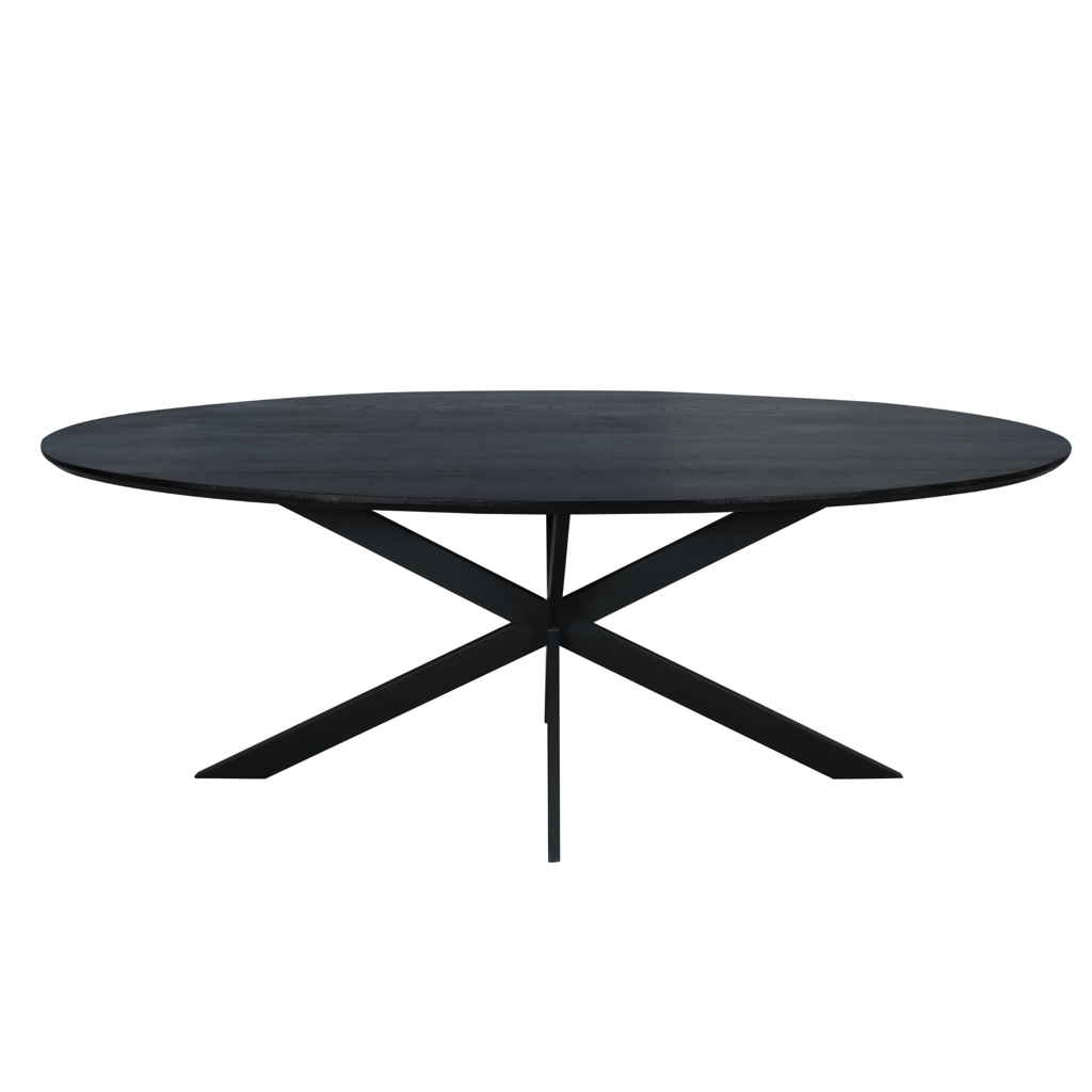 Esstisch Evoque Schwarz – FSC massive Eiche, Oval 210 x 100 x 76 cm