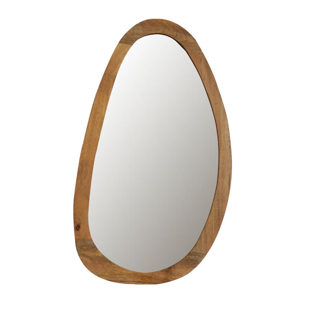 Spiegel Leli – Organischer Wandspiegel aus Mangoholz, Naturfarben, 70 x 3 x 120 cm