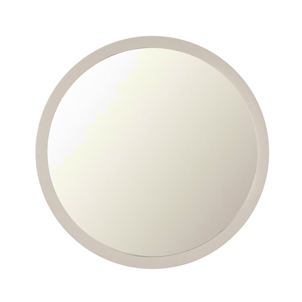 Spiegel Lumo Ø80x3 cm – Runder Wandspiegel aus Mangoholz mit sandfarbener Oberfläche