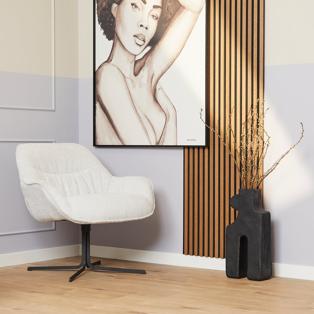 Sessel Miloo Off-White – Drehsessel mit Polsterung aus Polyester & Metallgestell, 79 x 79,5 x 81 cm, moderner Wohnzimmersessel