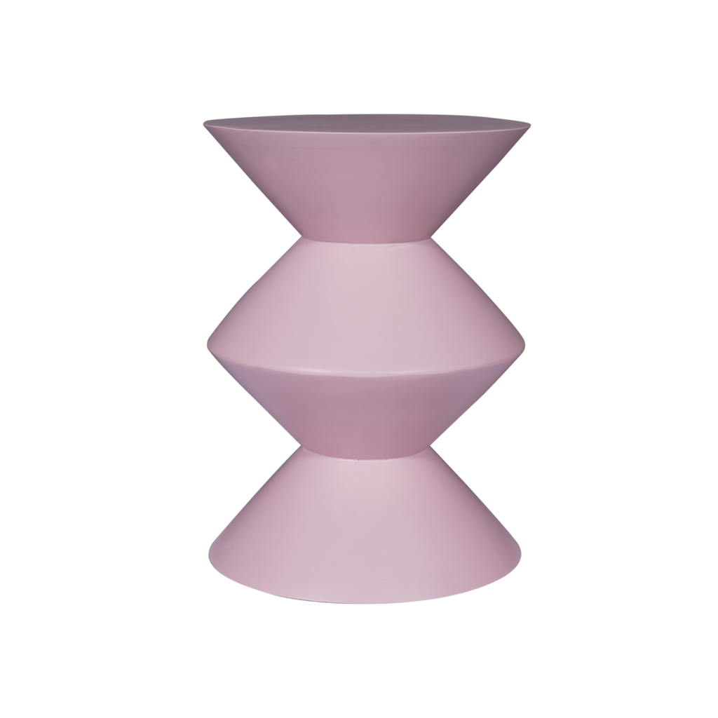 Beistelltisch Label 33x33x45 cm – Mangoholz Tisch mit rosa Finish, modernes Design für Wohnzimmer & Lounge