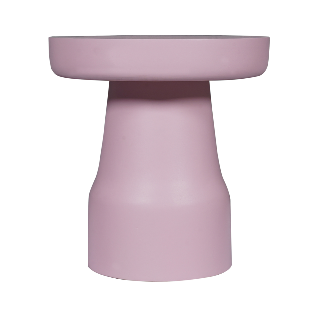 Beistelltisch Drummy 40x40x42 cm – runder Tisch aus Mangoholz mit rosa Finish, stilvoll & einzigartig