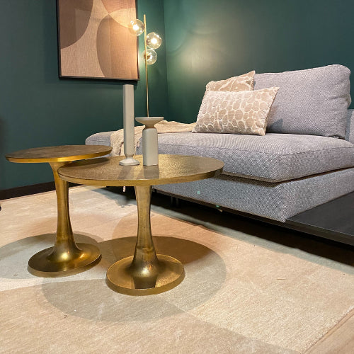 Couchtisch Amara – Aluminium Salontisch in Antik-Gold, 45×45×50 cm, eleganter Beistelltisch im modernen Design