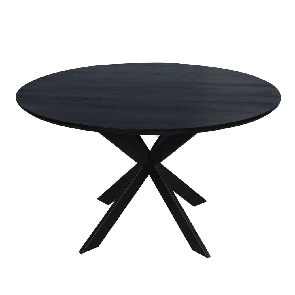 Esstisch Evoque Schwarz–massives FSC Eichenholz, Rund Ø130x76 cm