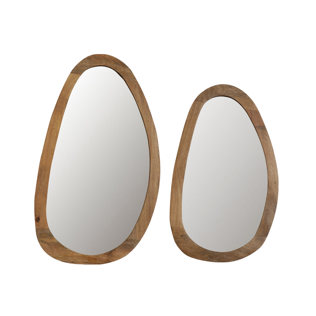 Spiegel Leli – Organischer Wandspiegel aus Mangoholz, Naturfarben, 70 x 3 x 120 cm