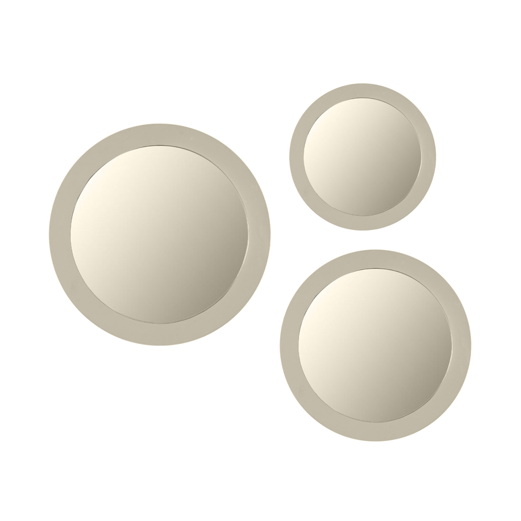 Wandspiegel Lumo rund Ø60 cm – moderner Mangoholz Spiegel mit sandfarbener Oberfläche