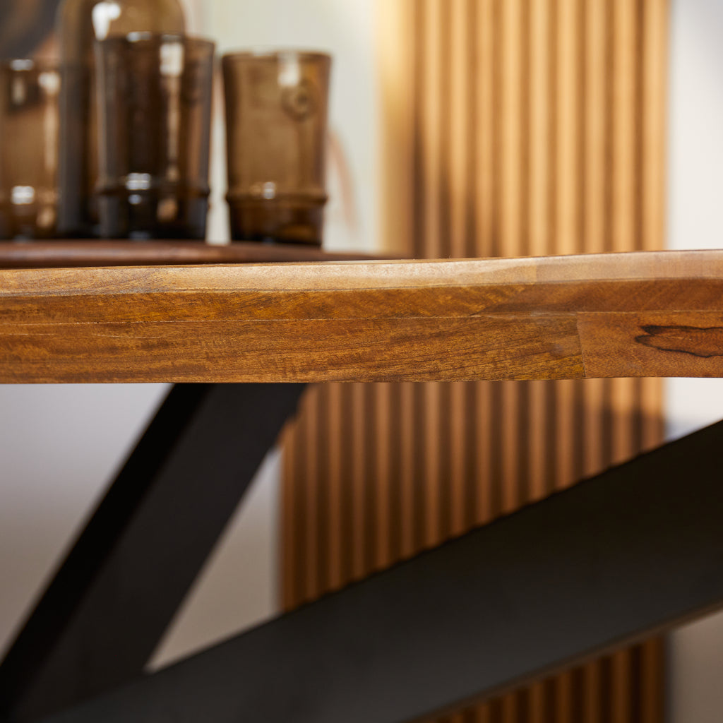 Esstisch Jacky Natur–Mangoholz massiv, Oval, Swiss Edge, 300x120x76 cm