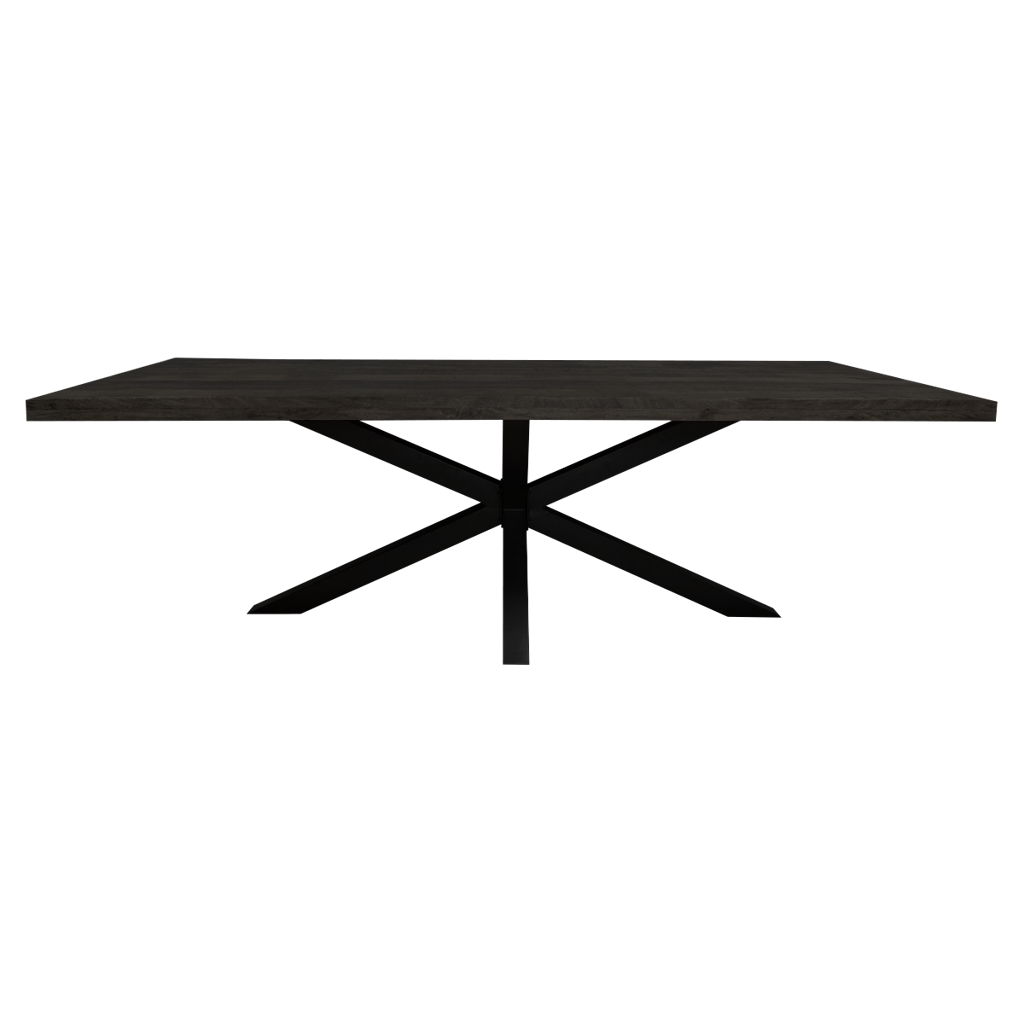 Esstisch Delta Schwarz – massives Mangoholz, Rechteckig 180x90x76 cm