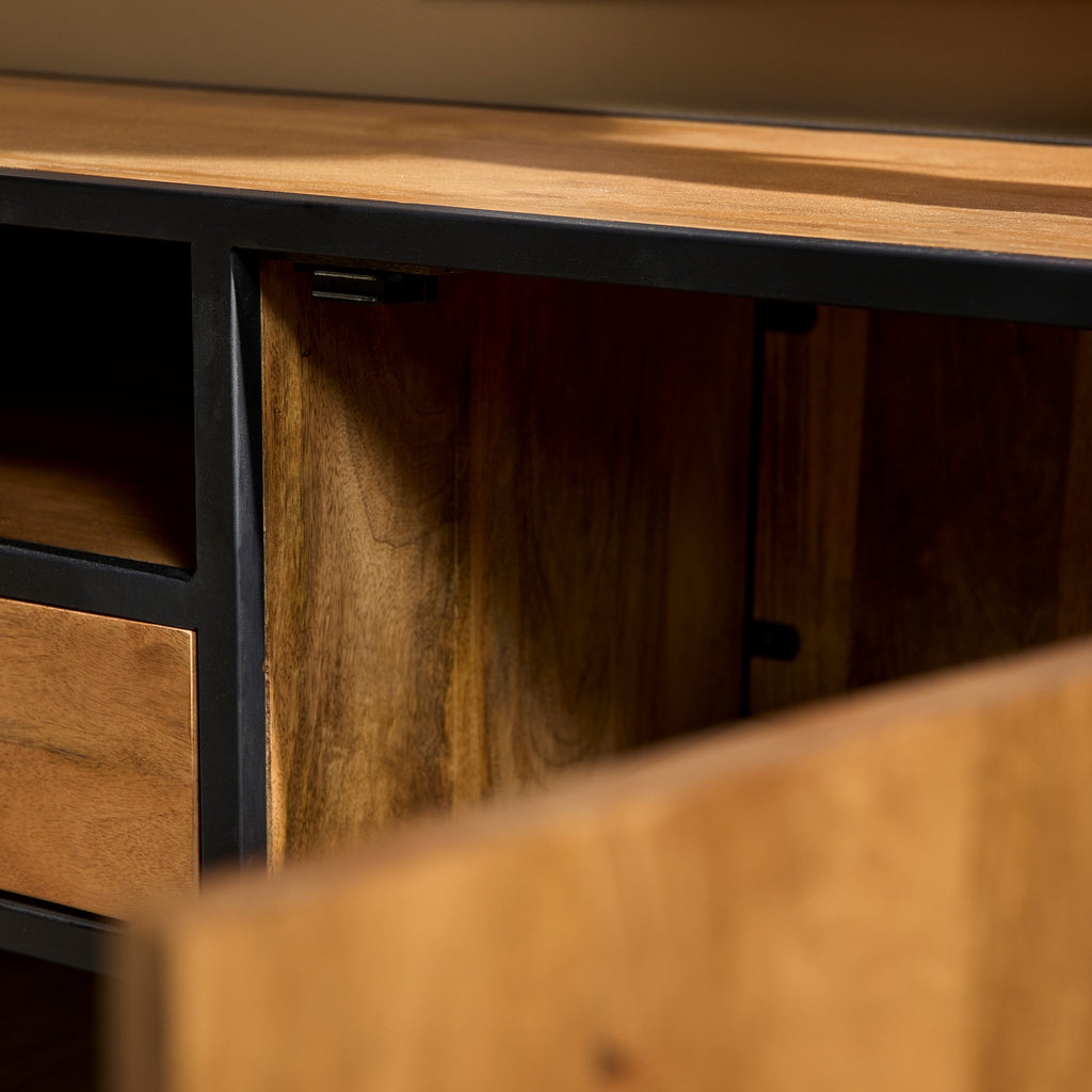 TV-Board Delta Natur lta – Mangoholz Lowboard mit Schublade & 2 Türen, 180×45×50 cm
