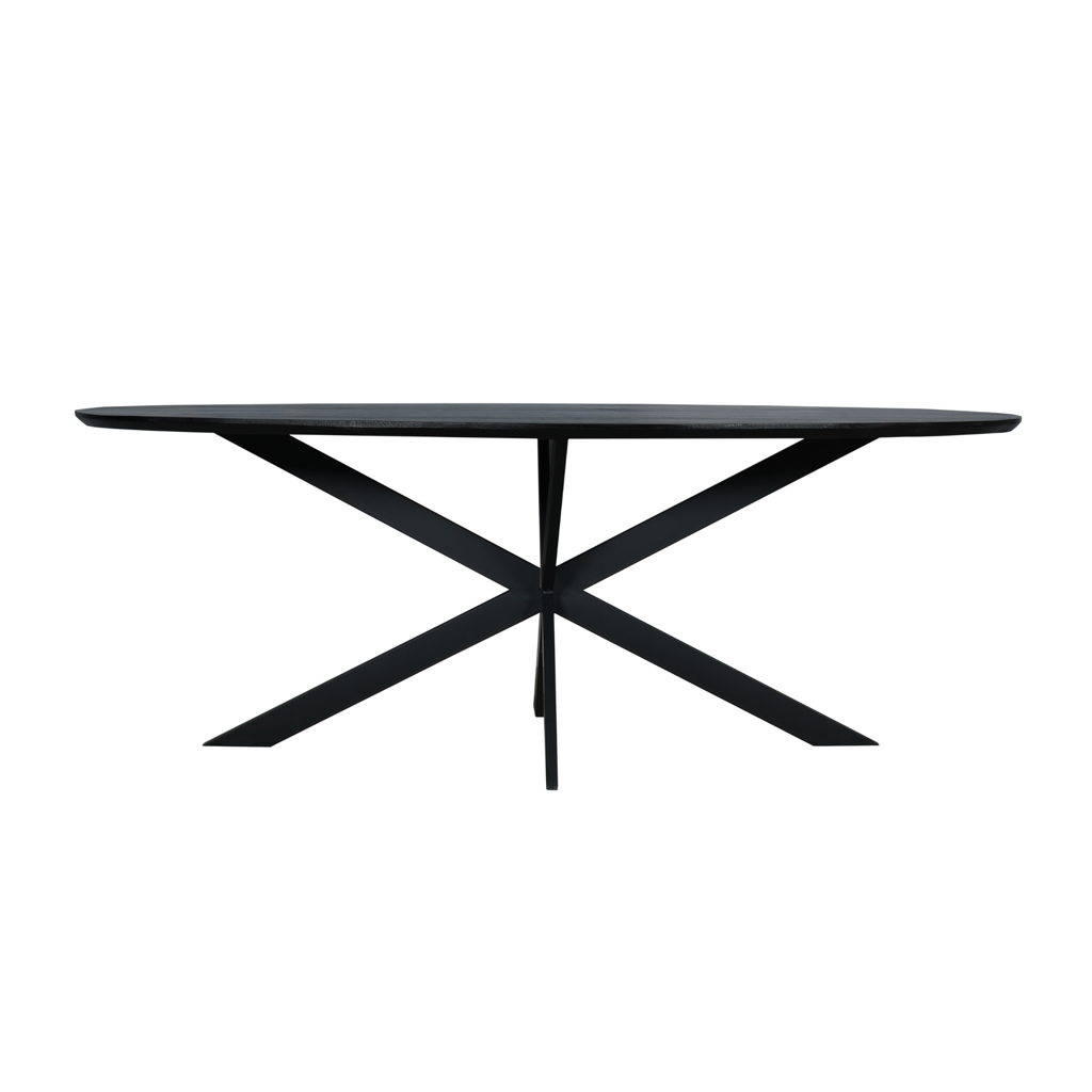 Esstisch Evoque Schwarz – FSC massive Eiche, Oval 210 x 100 x 76 cm