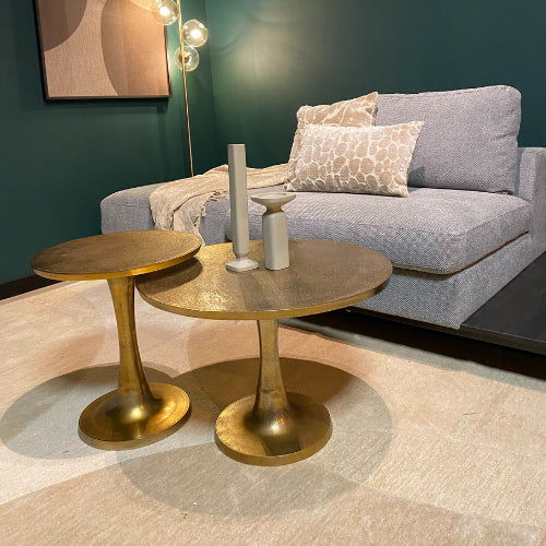 Couchtisch Amara – Aluminium Salontisch in Antik-Gold, 45×45×50 cm, eleganter Beistelltisch im modernen Design