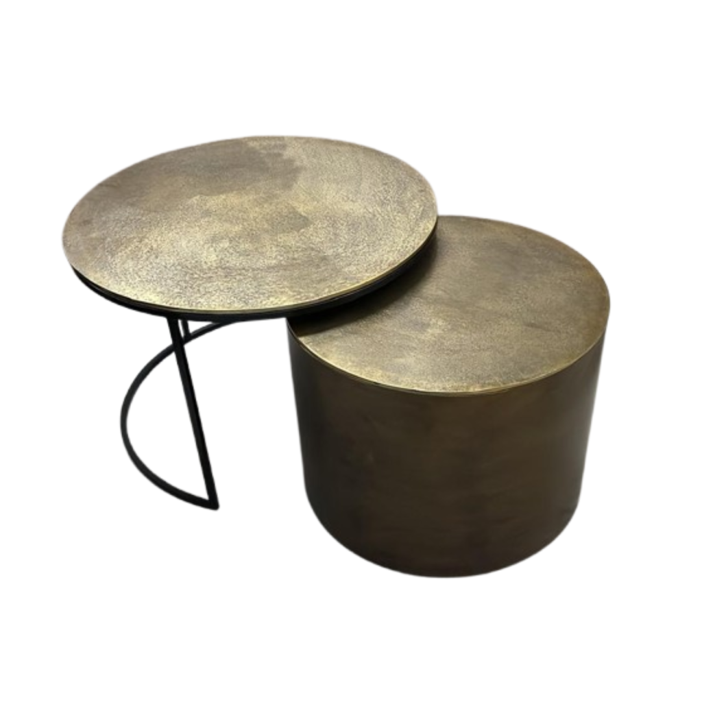 Couchtisch Ziva 90x90x23 cm – Aluminium in Gold mit einzigartigen Design-Beinen