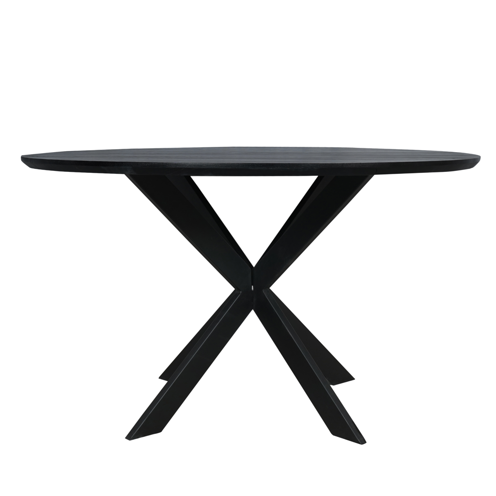 Esstisch Evoque Schwarz–massives FSC Eichenholz, Rund Ø130x76 cm