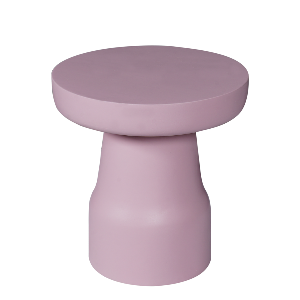 Beistelltisch Drummy 40x40x42 cm – runder Tisch aus Mangoholz mit rosa Finish, stilvoll & einzigartig