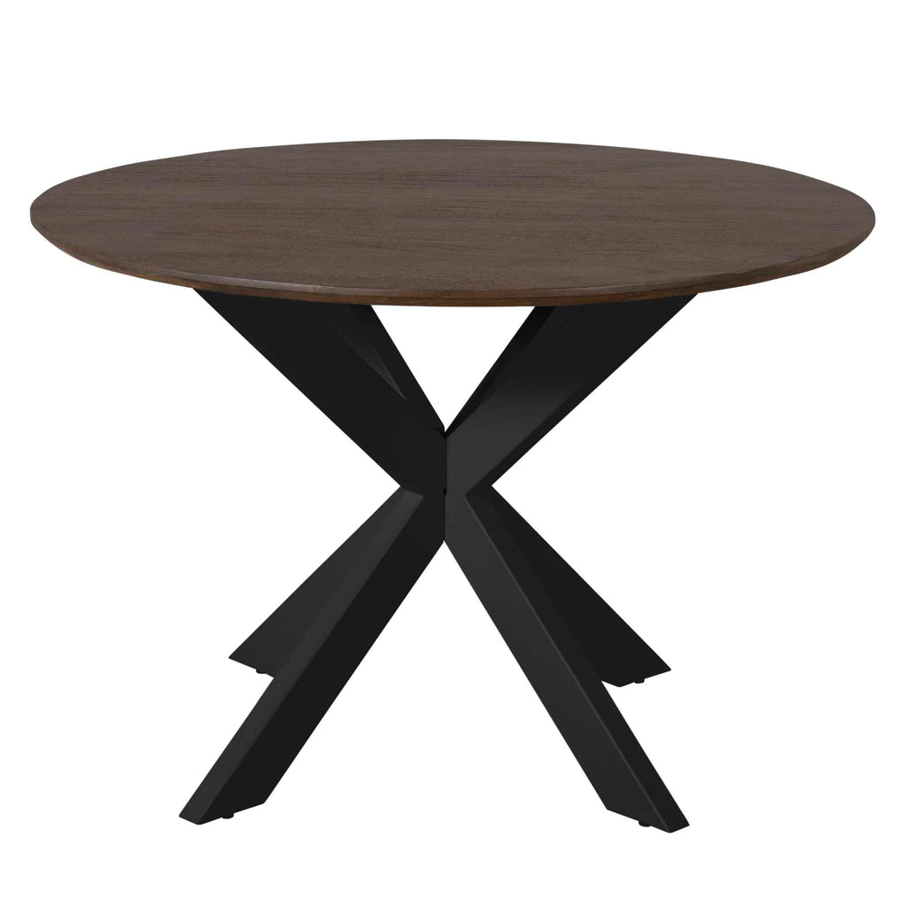 Esstisch Mandy Braun – Massives Mangoholz in Rund Ø110 cm