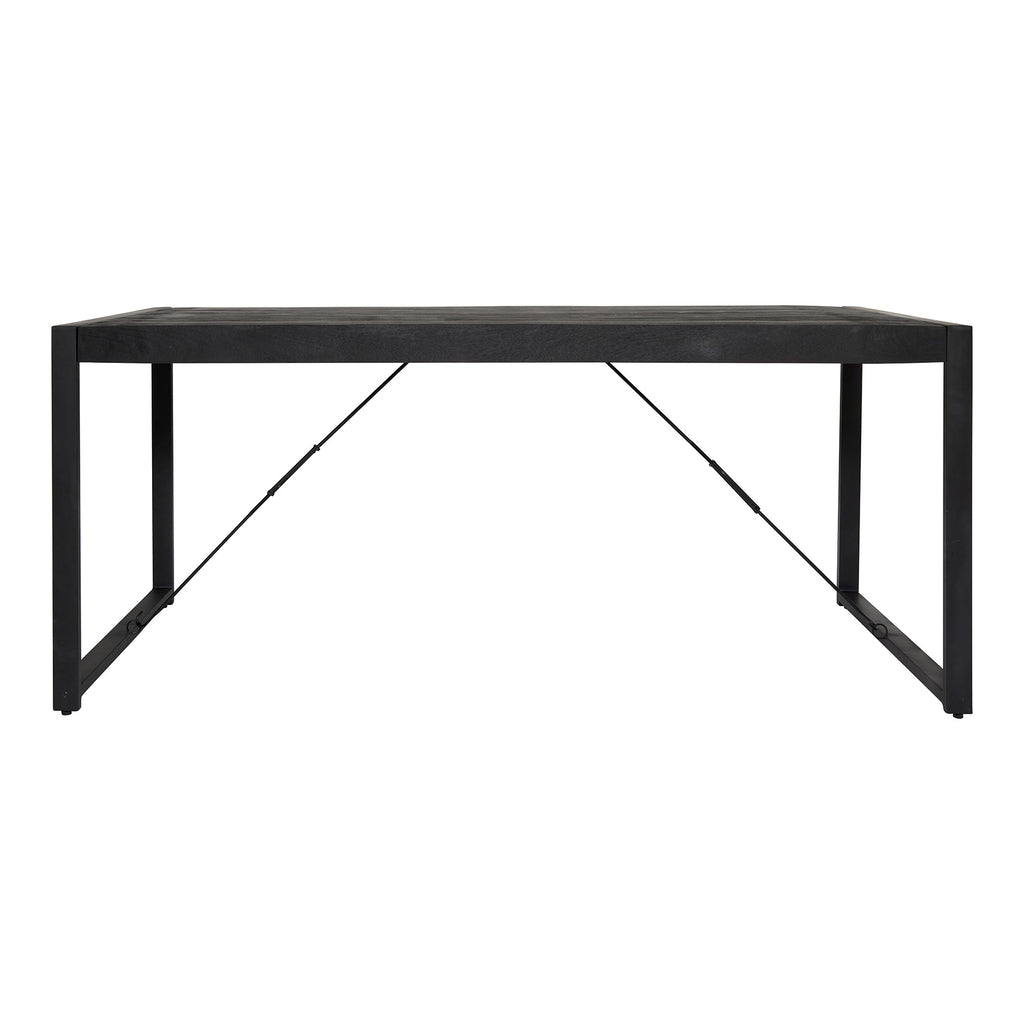 Esstisch Bori Schwarz – moderner Mangoholz Tisch 140×80×76 cm mit 8 cm Platte & U-förmigem Metallgestell
