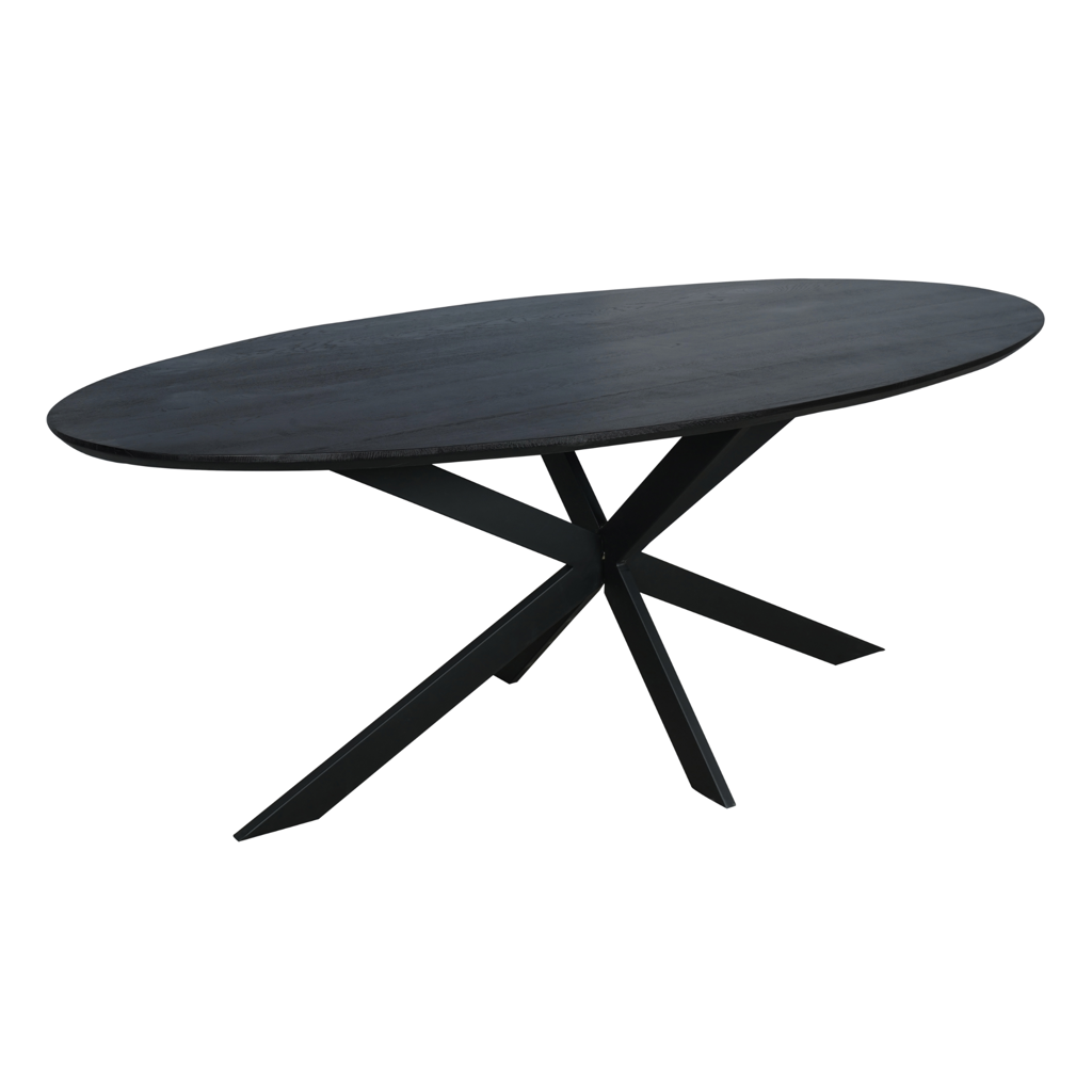 Esstisch Evoque Schwarz – FSC massive Eiche, Oval 210 x 100 x 76 cm