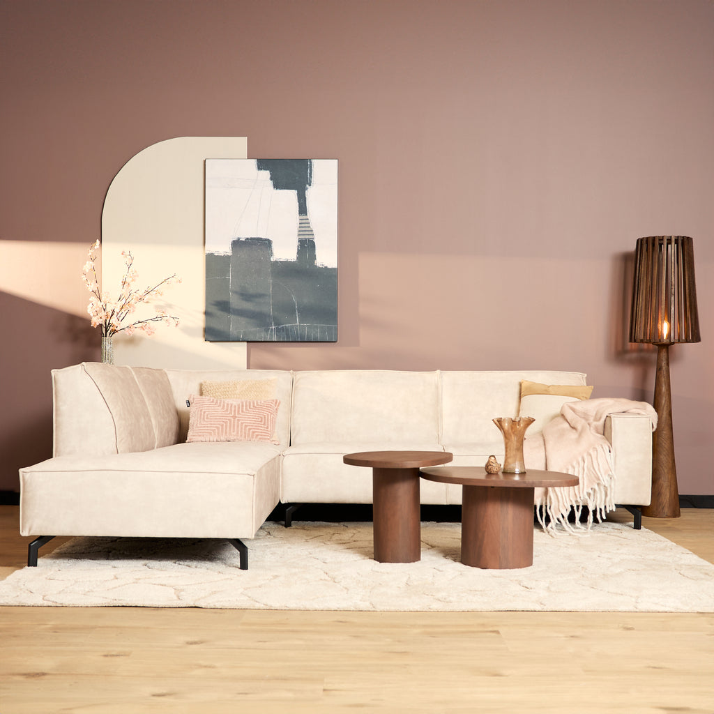 Ecksofa Famous&Glamor Beige 285x210x82 cm – modernes 2,5-Sitzer Sofa mit Recamiere links & hohem Komfort