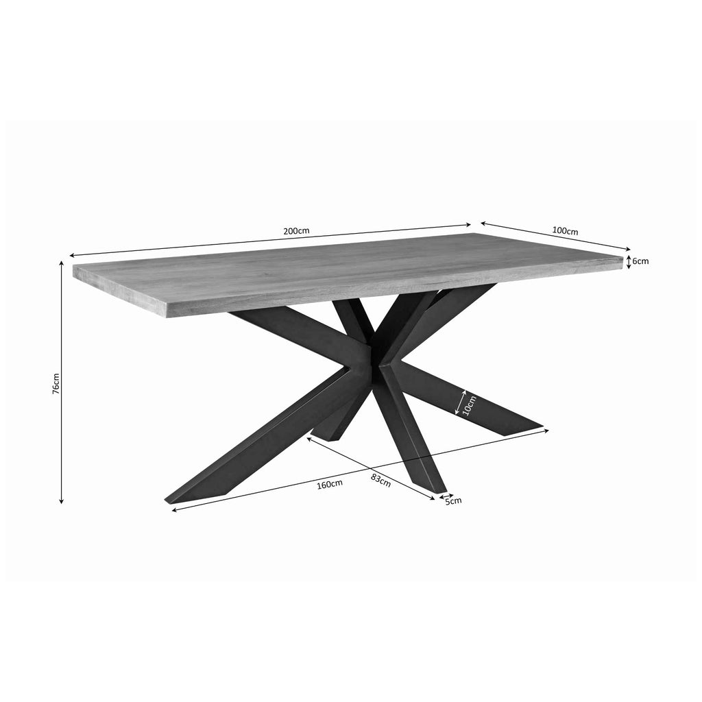 Esstisch Delta Natur – Mangoholz massiv, Rechteckig 200 x 100 x 76 cm