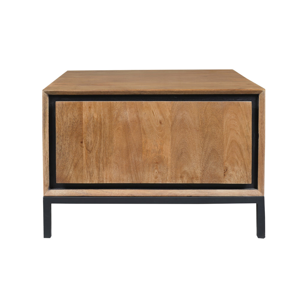 Beistelltisch Rois Mango Natur 60x60x40 cm – moderner Couchtisch mit Stauraum & Holzstruktur-Design