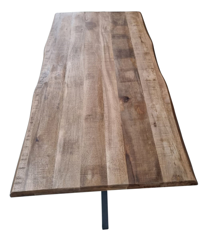 Esstisch Baltimore Natur – Baumstamm-Tisch aus Mangoholz & Metall, 300×100×76 cm, 6 cm Platte, einzigartiges Design | Unikat mit Baumkante