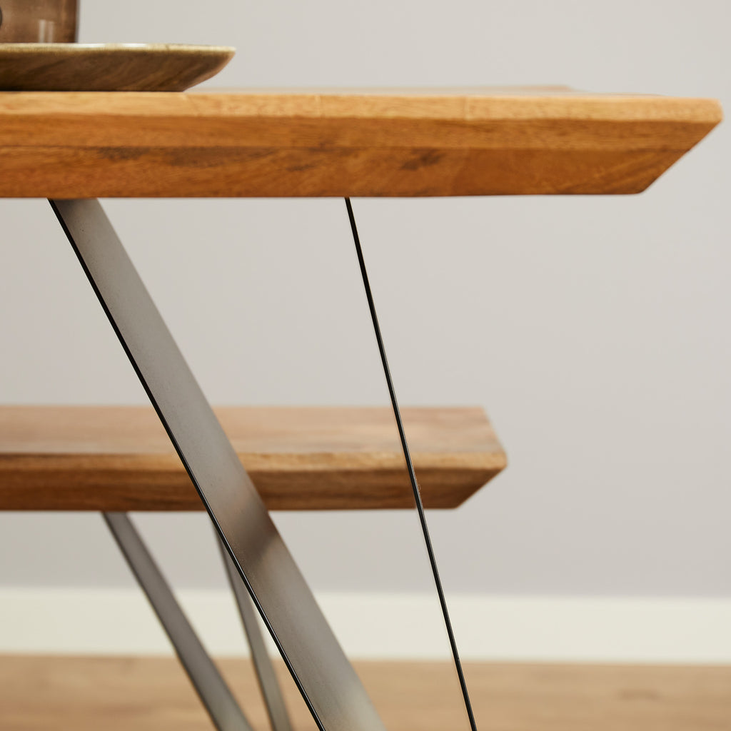 Esstisch Leno 200x100 cm – Massivholz Mango mit Metallgestell in Schwarz, moderner Design Tisch fürs Esszimmer