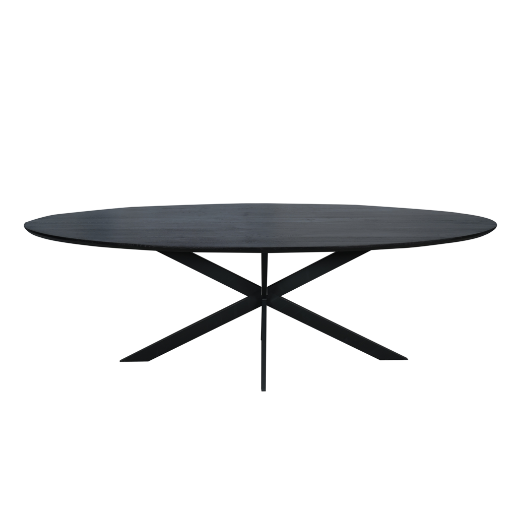 Esstisch Evoque Schwarz – FSC massive Eiche, Oval 210 x 100 x 76 cm