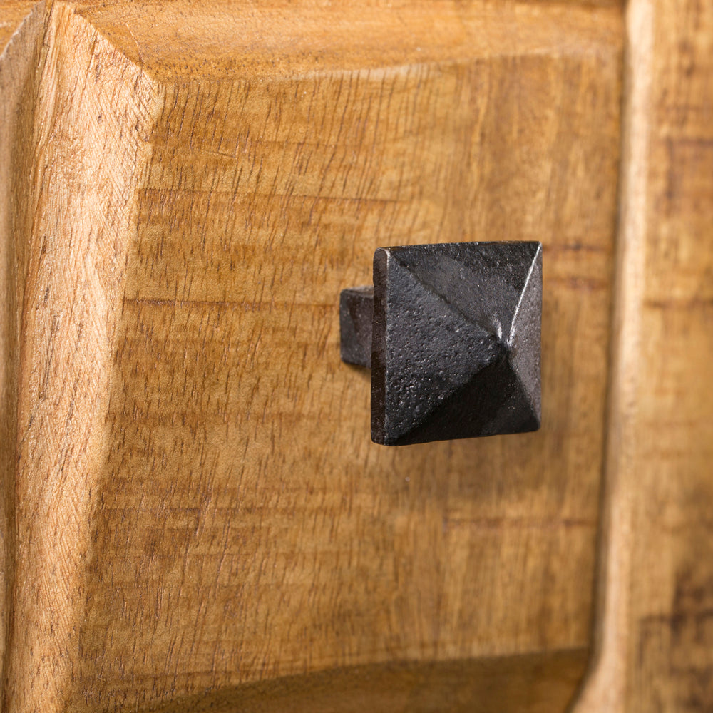 TV Board Jacky Natur 220x40x55 cm – Lowboard aus massivem Mangoholz mit Strukturfront & viel Stauraum