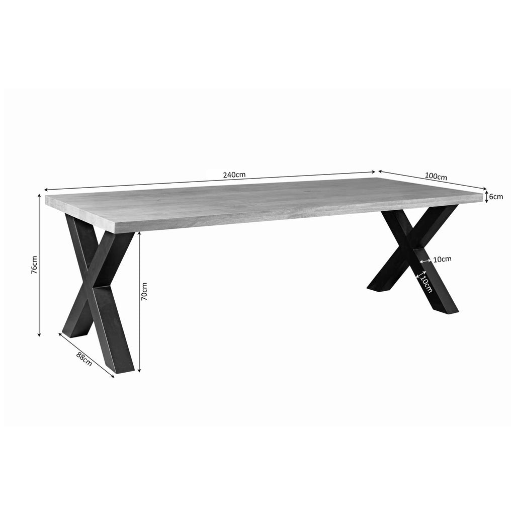 Esstisch Delta Natur – massives Mangoholz, Rechteckig, 300x100x76 cm