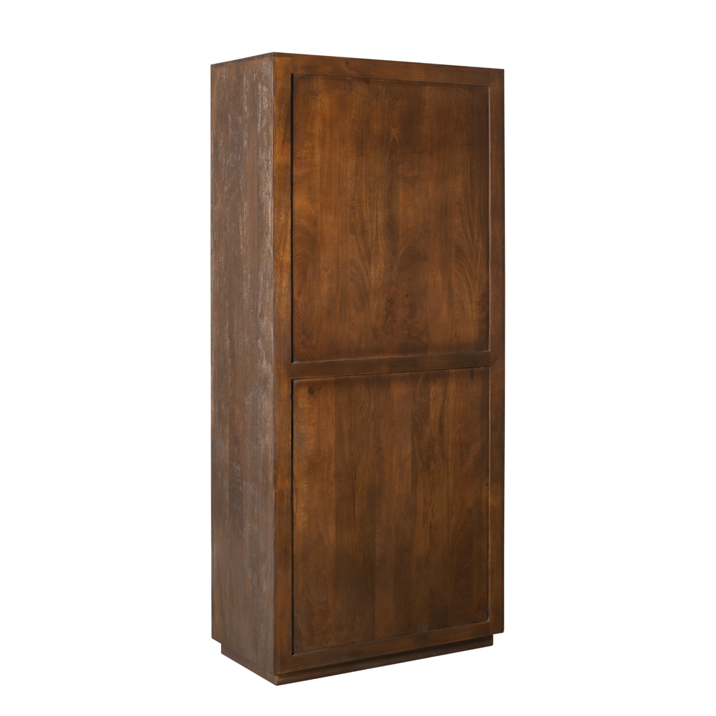Bücherregal Bali Braun 90x45x200 cm – modernes Mangoholz Regal mit 5 offenen Fächern & 2 Türen