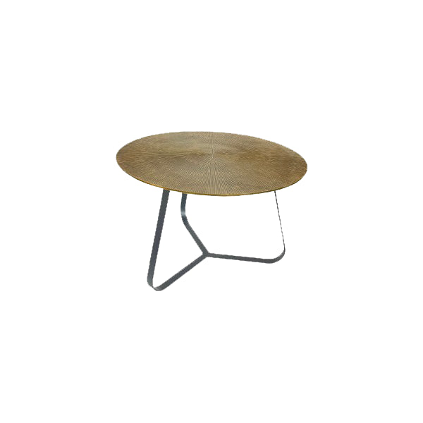 Couchtisch Kate Gold – runder Aluminium Tisch mit schwarzem Gestell, 60×40 cm, elegantes Design für stilvolle Wohnzimmer
