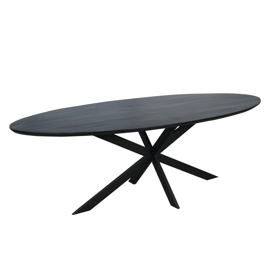 Esstisch Evoque Schwarz – FSC massive Eiche, Oval 210 x 100 x 76 cm