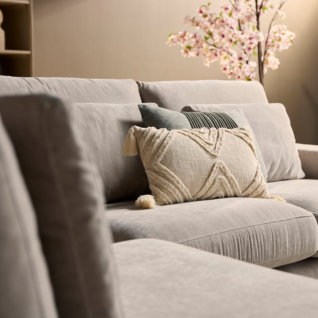 Ecksofa Jazz MeinLieblingsplatz – 2,5-Sitzer mit Ottomane links in Toffee, inkl. Kissen
