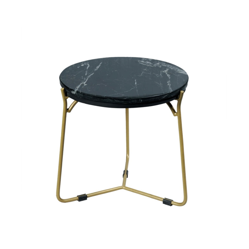 Couchtisch-Set Caly – 2 Tische mit schwarzer Marmorplatte & goldfarbenem Gestell, 45×45×45 cm & 40×40×40 cm