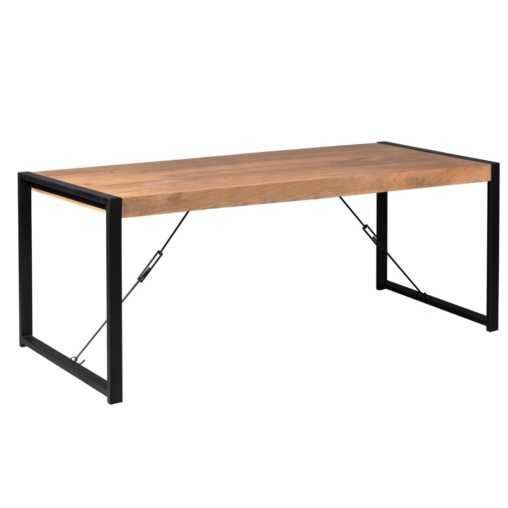 Esstisch Bori Natur – massives Mangoholz 200x90 cm mit U-Gestell