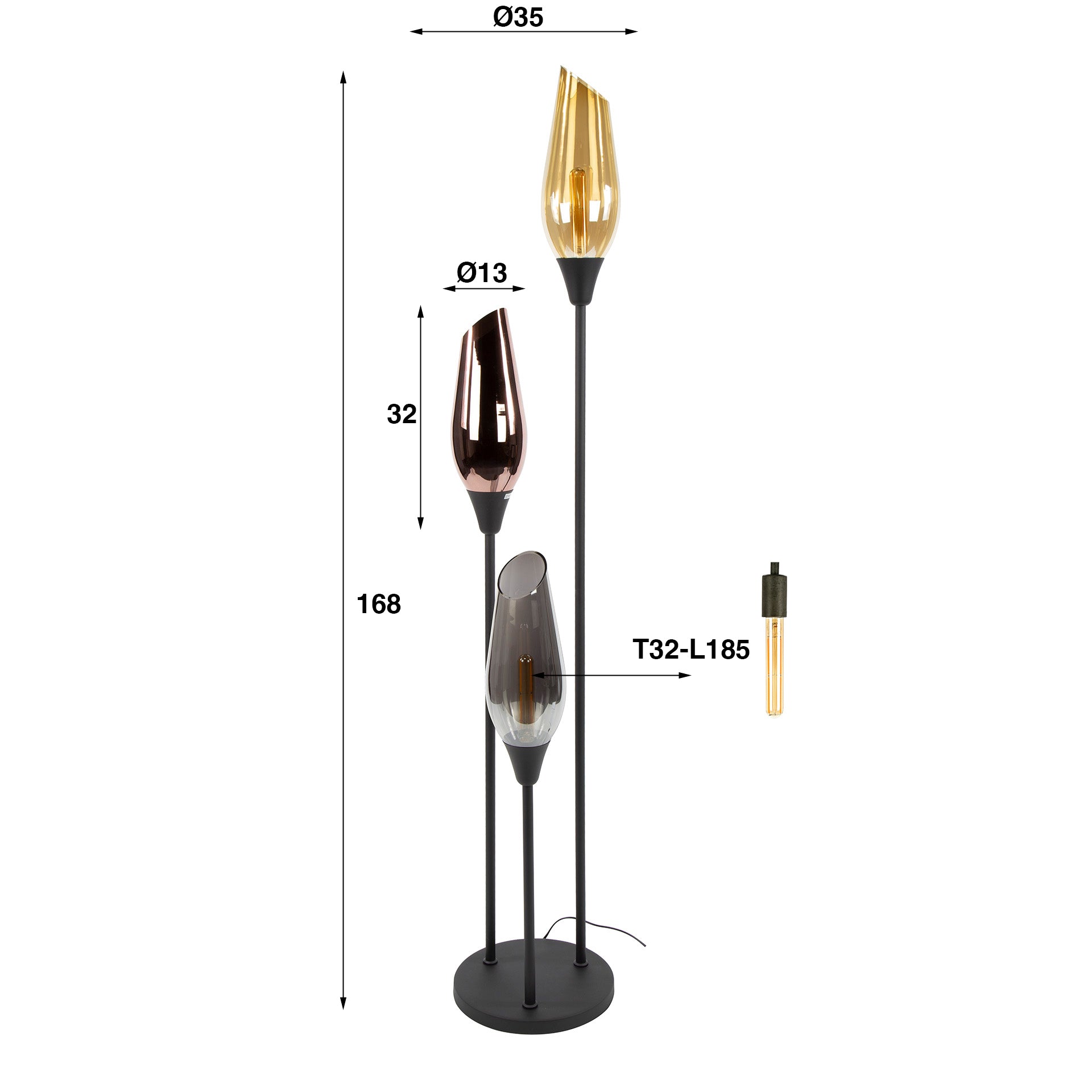 Stehleuchte – Modena Aura – Glas – Schwarz