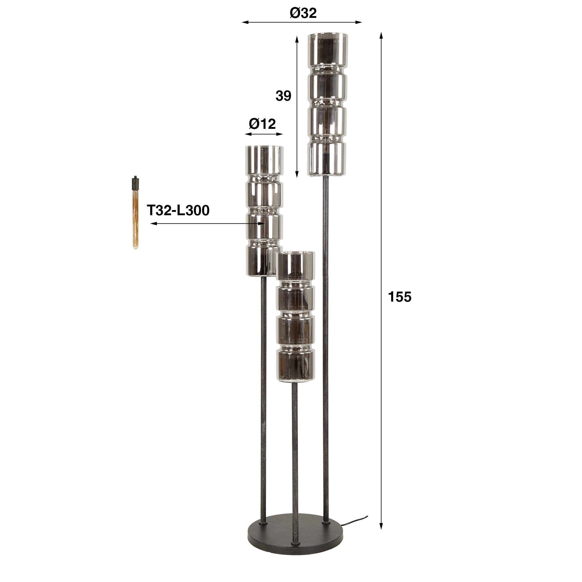Stehleuchte – Prisma Forma – Glas – Artic schwarz