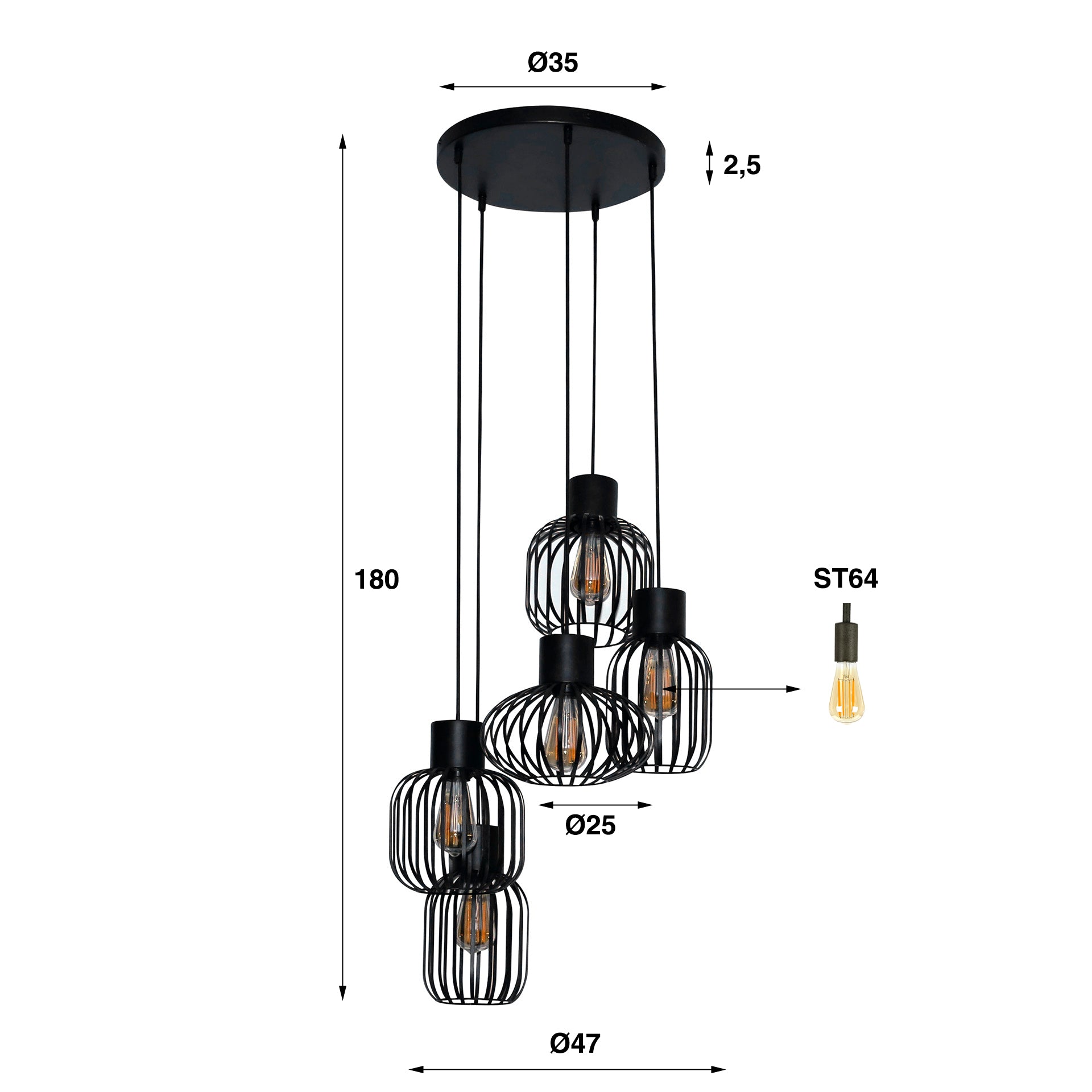 Hängeleuchte – Fiora Home – Charcoal