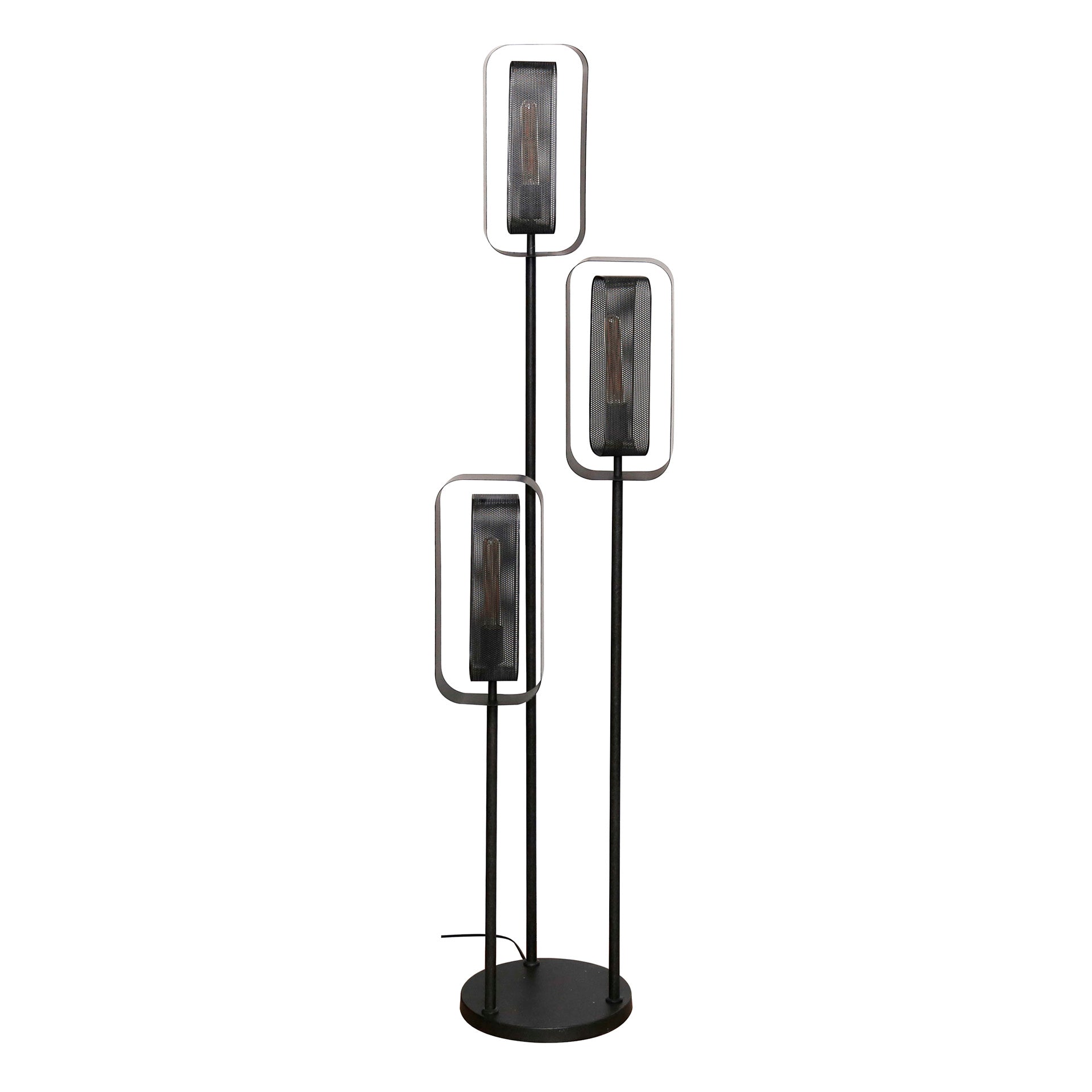 Stehleuchte Mesh Rotate 3L 42×42×170 cm – Metall Schwarz