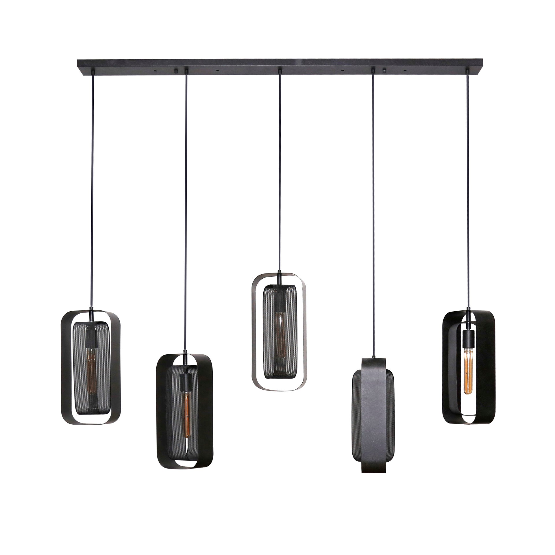 Hängeleuchte Mesh Rotate 5L 145×20×150 cm – Metall Schwarz