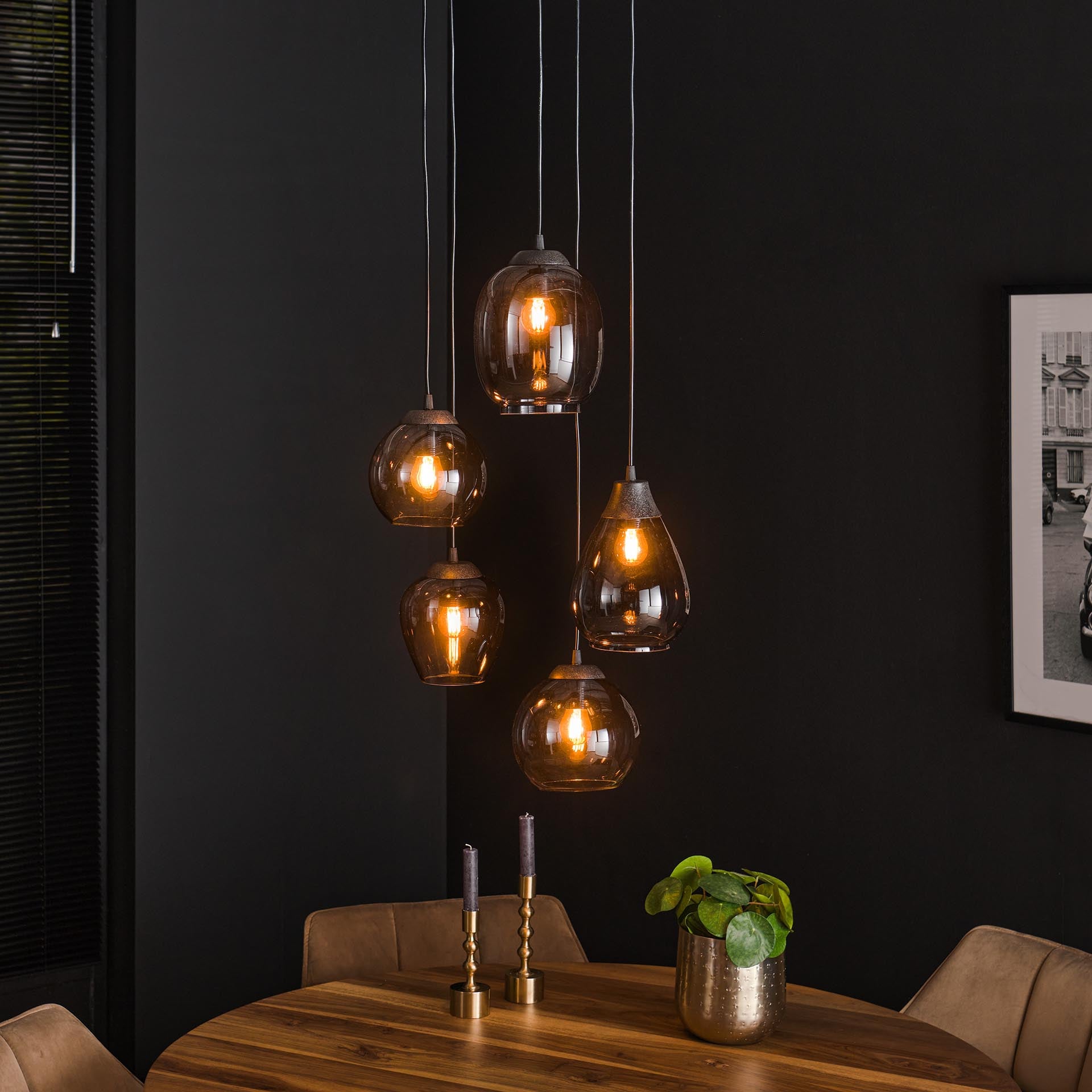 Hängeleuchte Ambero 4+3L 45×45×150 cm – moderne Glas-Leuchte, höhenverstellbar