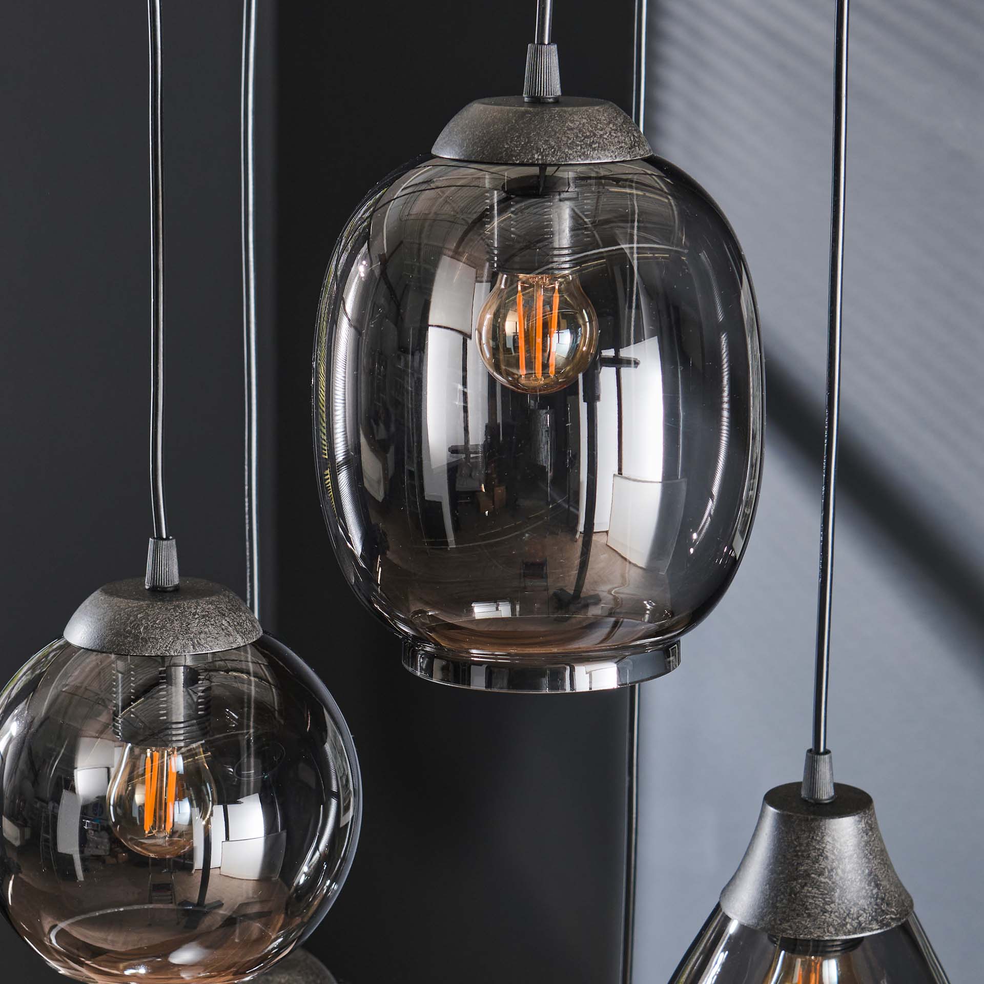 Hängeleuchte Ambero 4+3L 45×45×150 cm – moderne Glas-Leuchte, höhenverstellbar