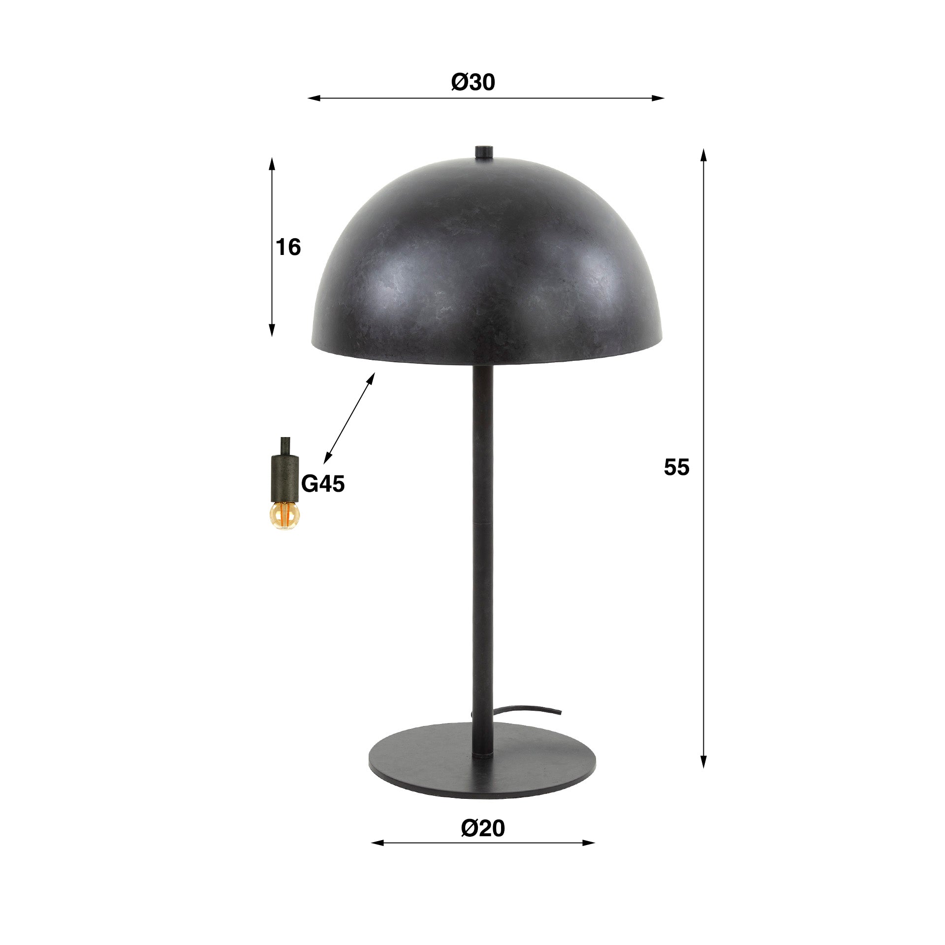 Tischleuchte Cartello Shield 2L 30×30×55 cm – moderne Metall-Leuchte