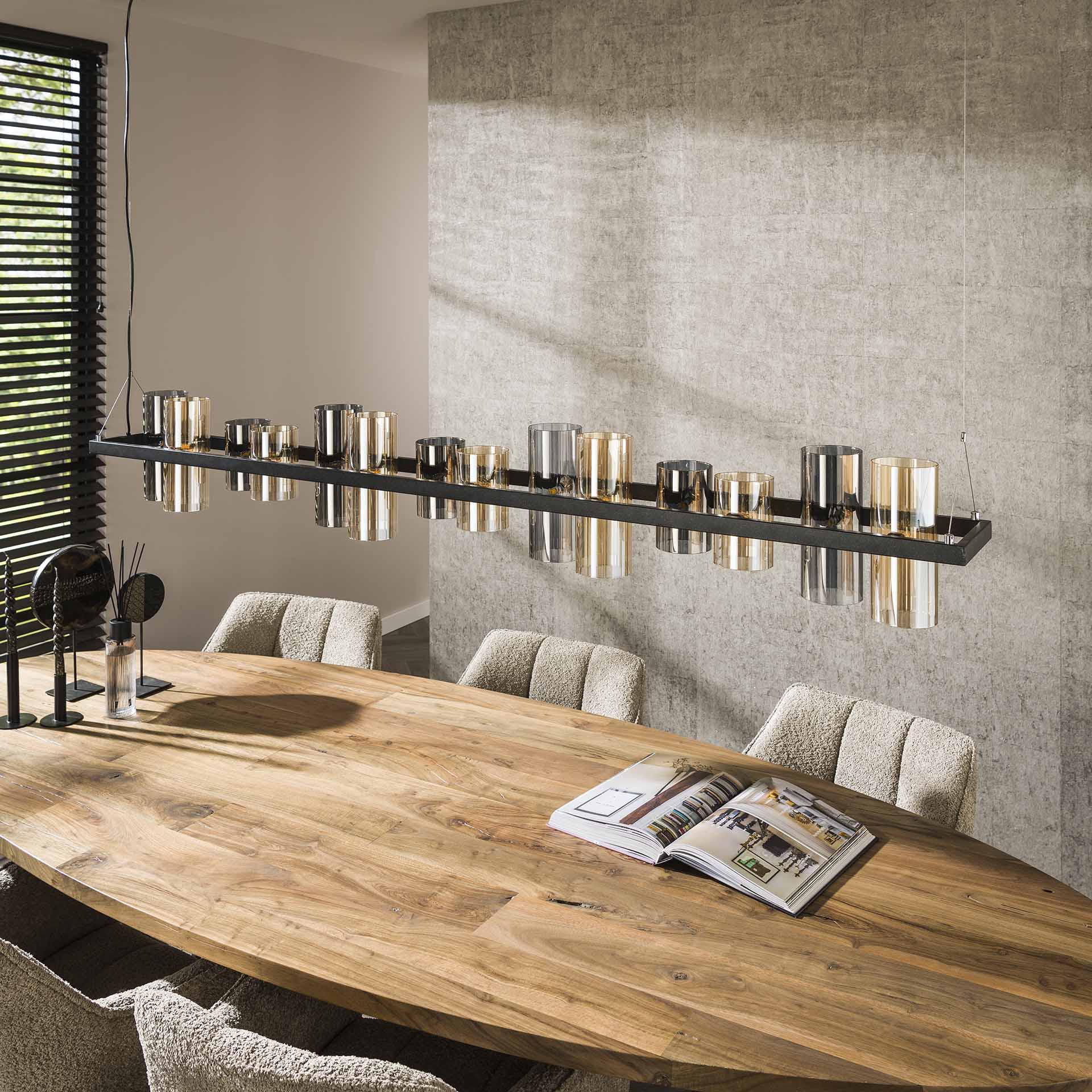 Hängeleuchte Credere 14L Cylinder Mixed Glass 190×20×150 cm – Glas-Leuchte