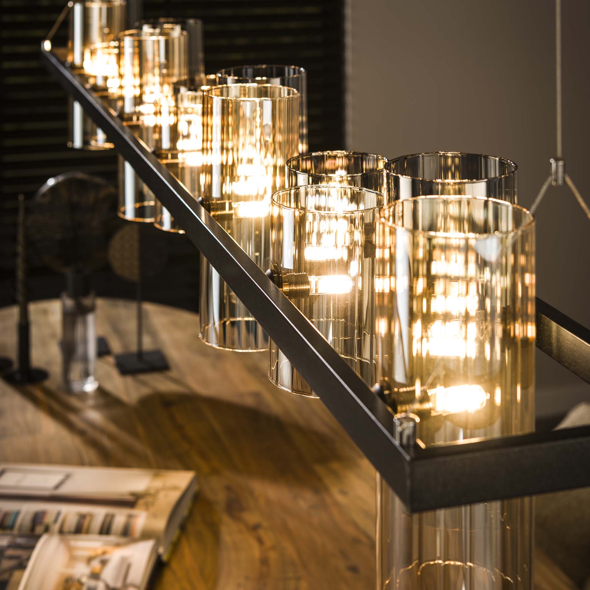 Hängeleuchte Credere 14L Cylinder Mixed Glass 190×20×150 cm – Glas-Leuchte