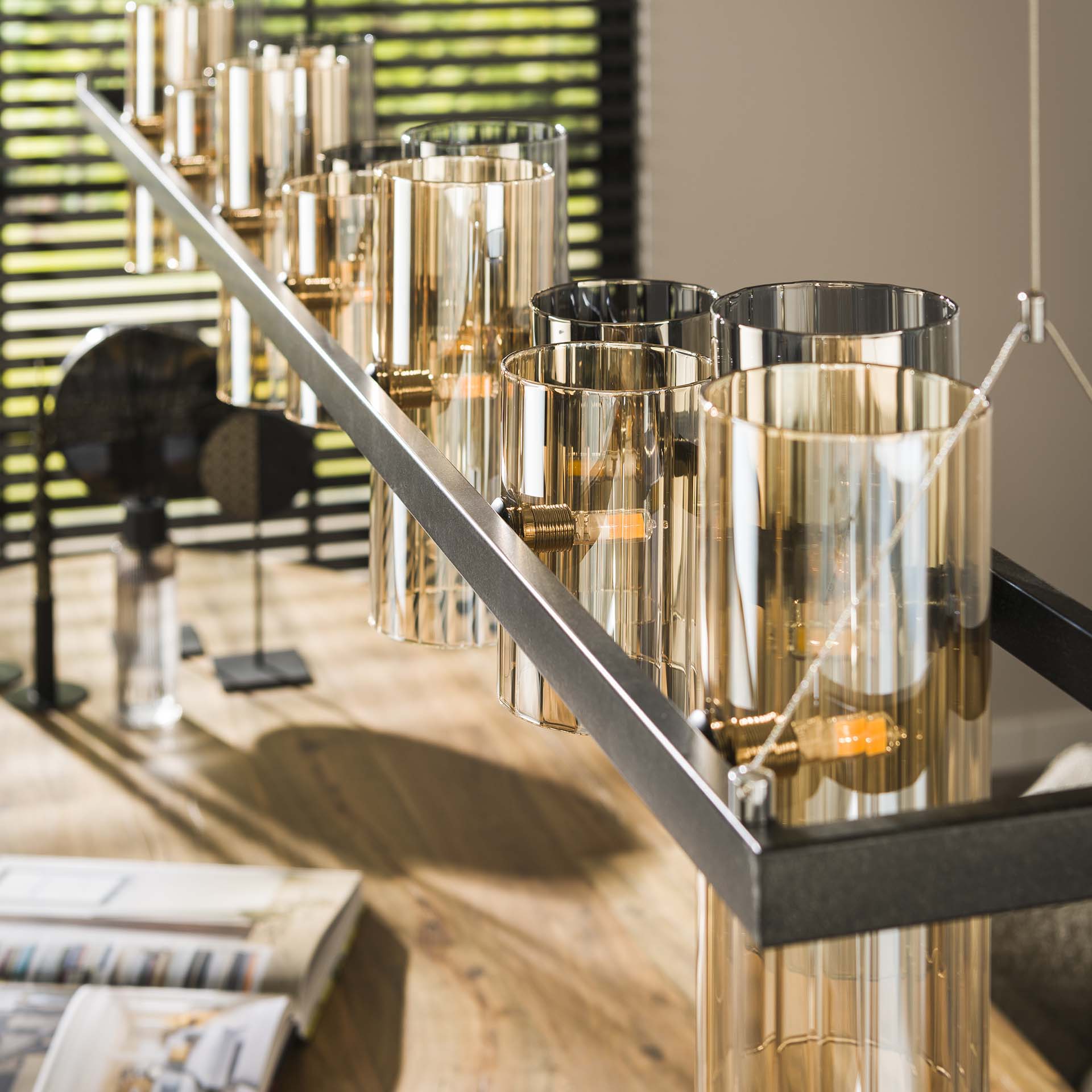 Hängeleuchte Credere 14L Cylinder Mixed Glass 190×20×150 cm – Glas-Leuchte