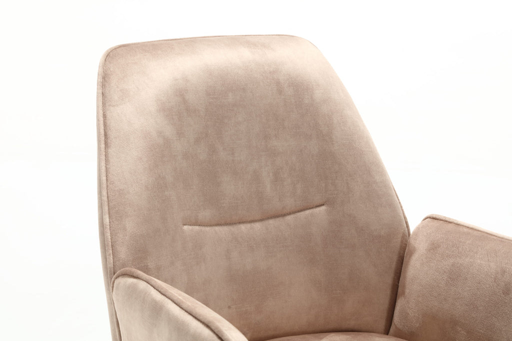 Esszimmerstuhl Oli Beige – Samt & schwarzes Metall, 60×65×89 cm, moderner Stuhl mit Armlehne für stilvolle Essbereiche